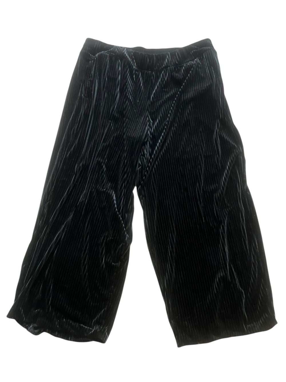 Terra & Sky Ribbed Velour Pants Black 2X (20W-22W)